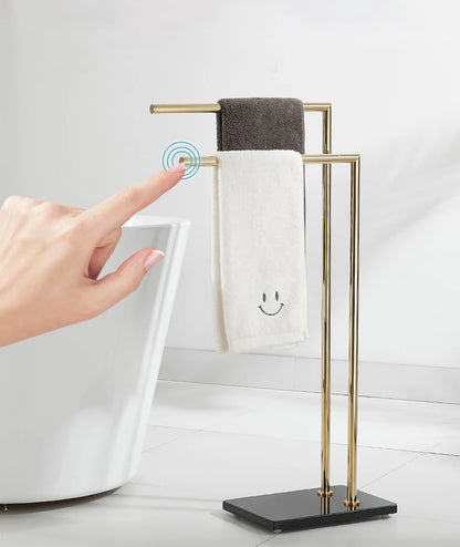 Modern Metal 3 Swivel Arm Towel Holder Rack Black Gold Freestanding Hand Towel Bar