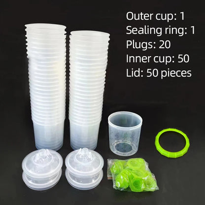 50Pcs 400ML Spray Gun Paint Tank Paint Spray Gun Mixing Cup No Clean Disposable Measuring Cup Type H/O Quick Cup