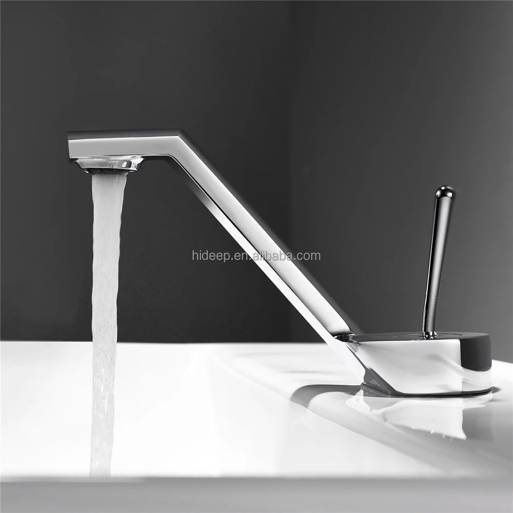 HIDEEP Brass Chrome/Black/Gold/Gray Modern Single Handle Single Hole Wall-Mounted Metered Bathroom Hot Cold Water Wash Faucet