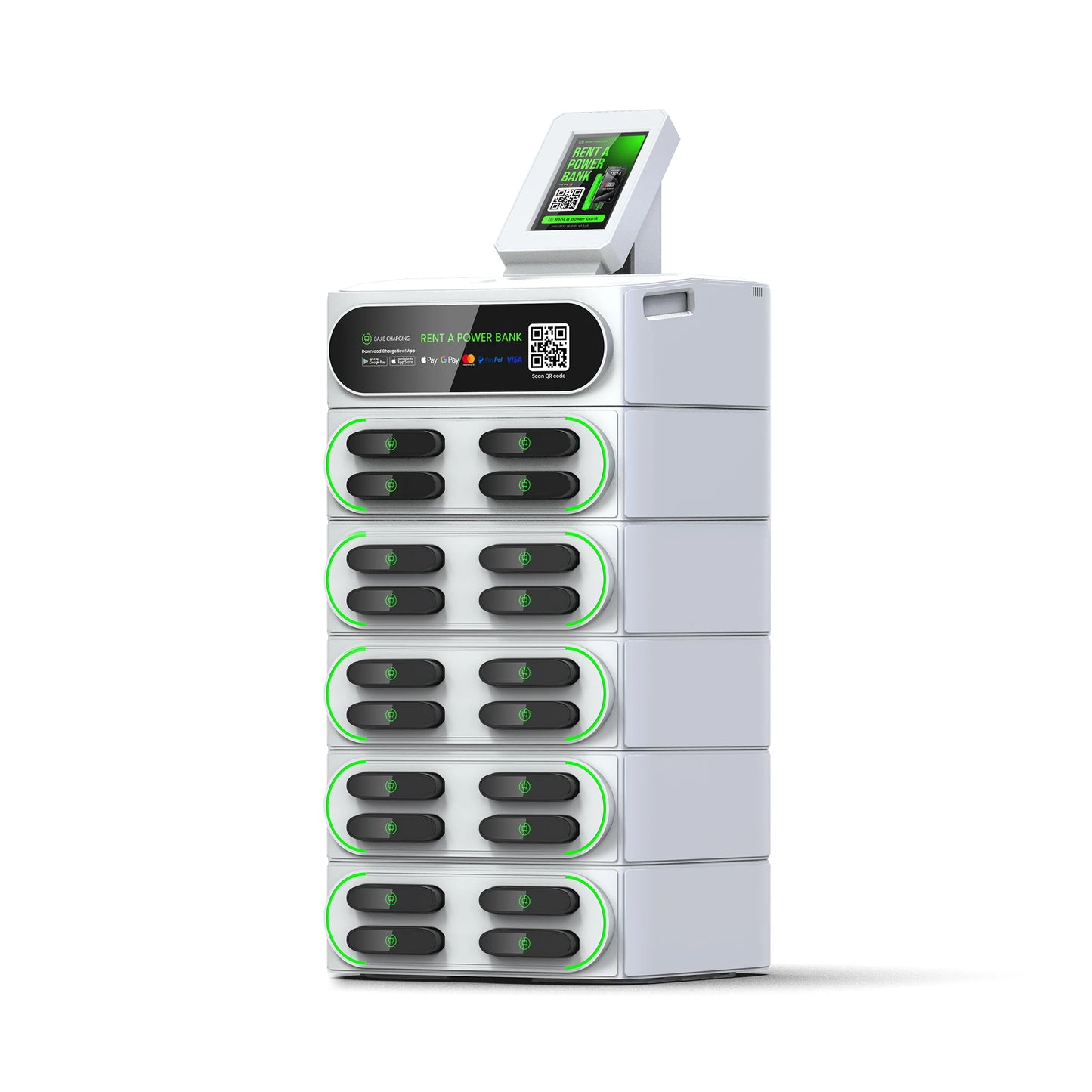 Phone Charging Shared Power Bank Station with Pos Hire Powerbank Rental 20 Slots Stack Power Bank Vending Machines