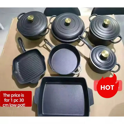 Custom 30CM Minimalist Kitchen Casserole Modern Enameled Cast Iron Pots Pans Induction Dutch Oven Made of Metal