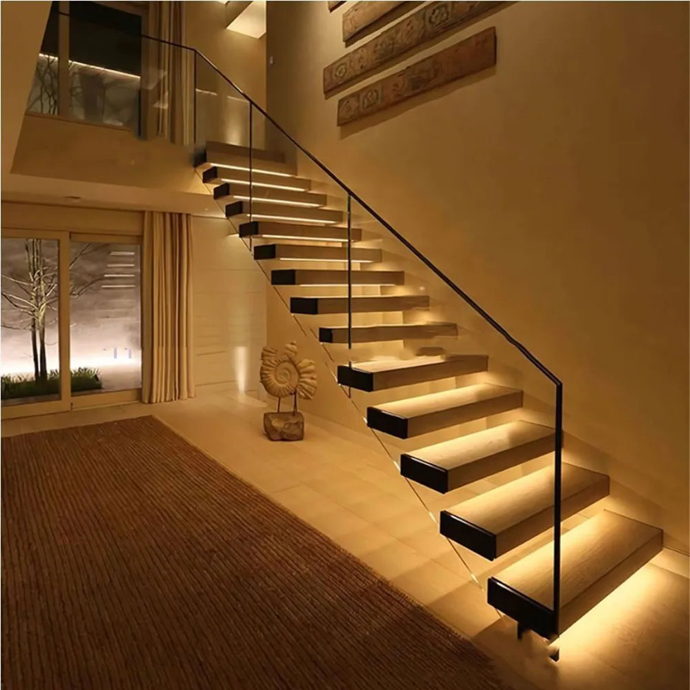 PIR Motion Sensor Stair LED Strip 12V SMD 5050 White / Warm White Lamp Tape Light 32 Ways Staircase Controller Step LED Ribbon