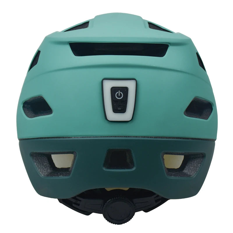 2025 NEW LA Bike Helmet with Visor Moutain Bike Helmet with Rear Light Rechargeable Intergrally-mold PC Shell Led Lights Helmet