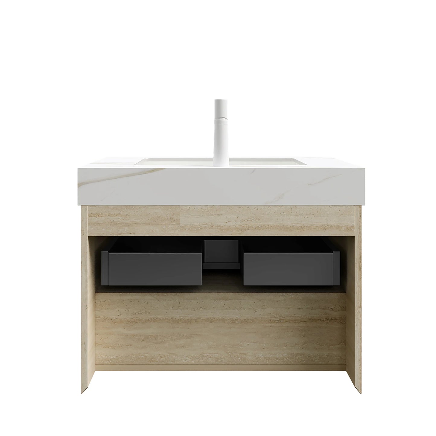 Homein 30 in Bathroom Vanity with Ceramic Sink, US Local Stock Fast Delivery Floating Sintered Stone Vanity LED Light