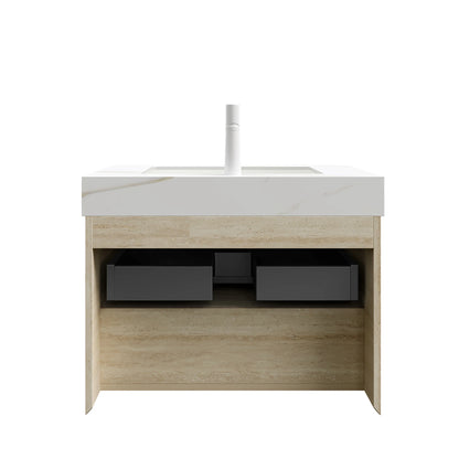 Homein 30 in Bathroom Vanity with Ceramic Sink, US Local Stock Fast Delivery Floating Sintered Stone Vanity LED Light