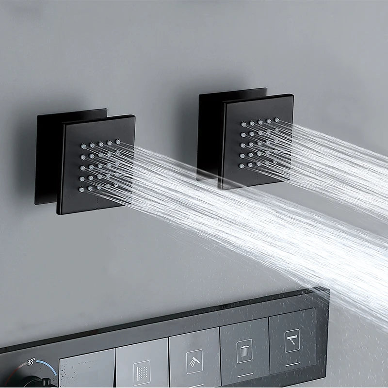 Homein Sanitary Ware, American Warehouse in Stock, Thermostatic Shower Set, Matte Black, Multi-functional Bathroom Shower Set