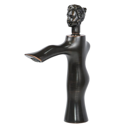 Vintage Statue Vessel Sink Faucet - Single Handle Tall Spout 1 Hole Deck Mount - Oil Rubbed Bronze