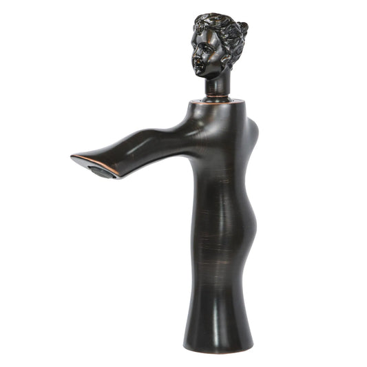 Vintage Statue Vessel Sink Faucet - Single Handle Tall Spout 1 Hole Deck Mount - Oil Rubbed Bronze by PDG ibma