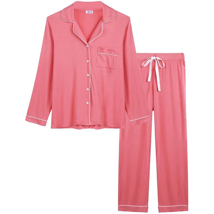 Joyaria Pajama Sets Women Long Sleeve Sleepwear Button Down Pj Pants Set Soft Bamboo Female Night Suit PJS Women Pyjamas Femmes