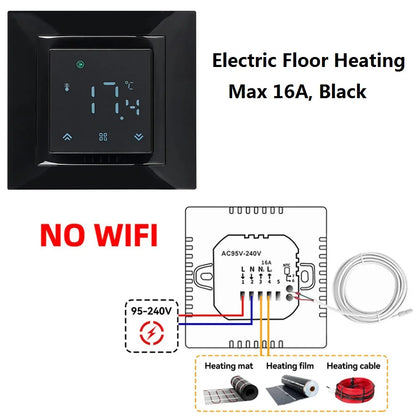 Room Thermostat Square Convex LCD Panel Child Lock Floor Heating System Programmable Smart WIFI Thermostat