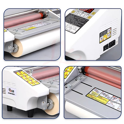 Electric Desktop A3 A2 Paper Laminating Machine Four Roller Cold Hot Laminator for Film & Photo English Version Rolling Machine