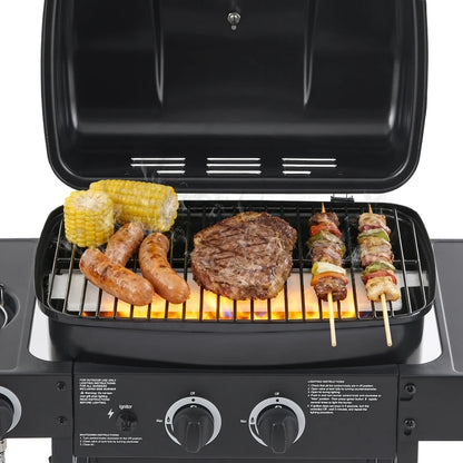 Overseas Stock Free Shipping 2 Burner BBQ Propane Gas Grill with Side Burner 24000 BTU Output Stainless Steel Barbecue Grill