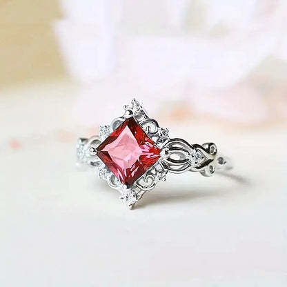 Geometric Princess Cut Ring Prong Set Women's Elegant Fashion Jewelry