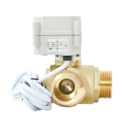 A20-T25-B3-C 3 Way L Port 1" DN25 NPT Brass CR202 DC9-24v Motorized Valve Male Thread
