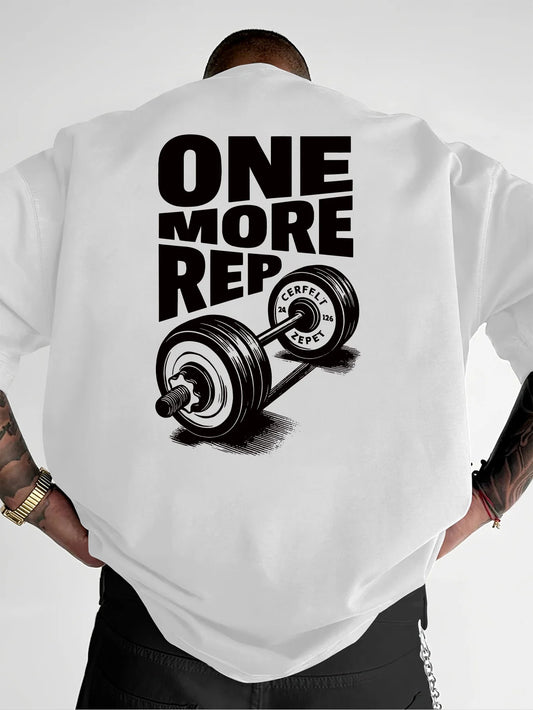 Men's T-Shirt Vintage Funny Gym Workout ONE MORE REP Weightlifting Women Streetwear Cotton Oversized Tees Short Sleeve Loose Top