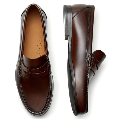 Vintage Calf Leather Men's Loafer Shoes High Quality Handmade Wear-Resistant Brown Pure Leather Casual Shoes