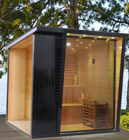 US STOCK Best-selling Outdoor Sauna Canadian Cedar Wood Dry Steam Room Traditional Finland Sauna 4-6 Person