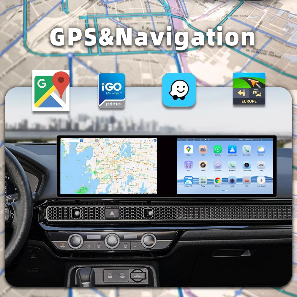 Dual 10.1 Inch Android Car Player Touch Screen Stereo Carplay WIFI 4G GPS Navigation FM AM Radio Multimedia System