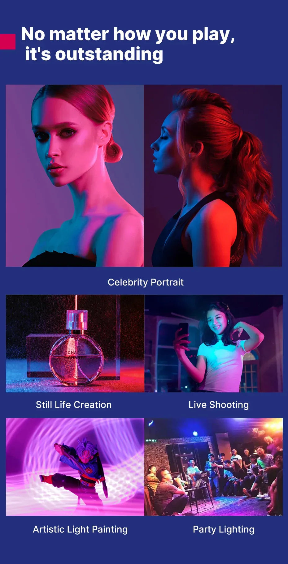 Ulanzi VL110 Handheld RGB Light Tube Stick Video soft Light 2500-9000K LED Photography Stick LED Light Wand Rechargeable