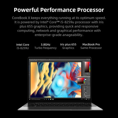 New CHUWI CoreBook X Intel Core I5-8259U Laptops 14 Inch 2160x1440 Resolution DDR4 8GB 512GB SSD Win10 Computer 46.2W Battery