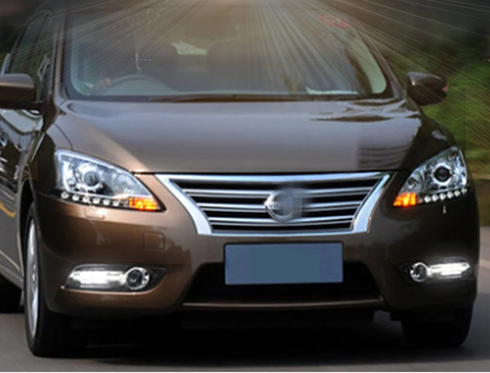 1 Set LED Daytime Running Lights Daylight Fog light cover with turn signal DRL For Nissan Sentra Sylphy 2012 2013 2014 2015