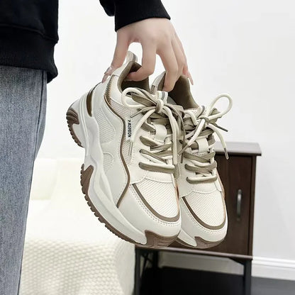 2025 Autumn Winter New Women's Casual Sports Sneakers Ins Tide Platform Light Soft  Lace-Up Custom Logo Daddy Student