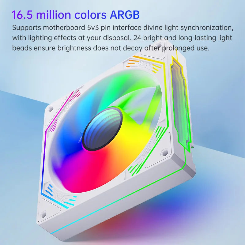 SNOWMAN ARGB Cooling Fan Desktop  PC Cabinet Cooling Fan High Air Flow PWM  4 Pin  ARGB PC Fan Cooler