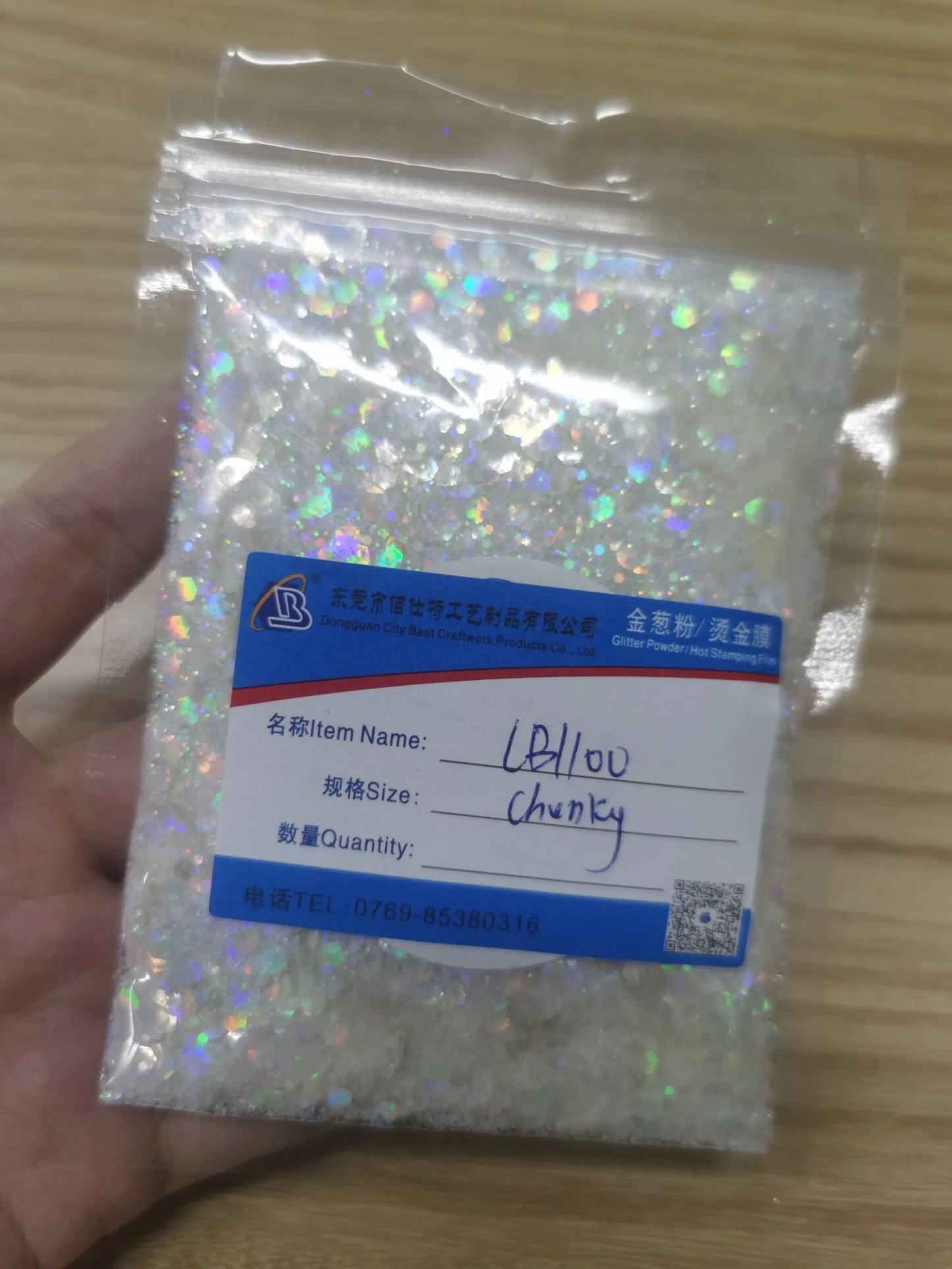 Prime Quality Wholesale PET Glitter Shapes Holographic or Iridescent Chunky Mixes Hexagon Glitter