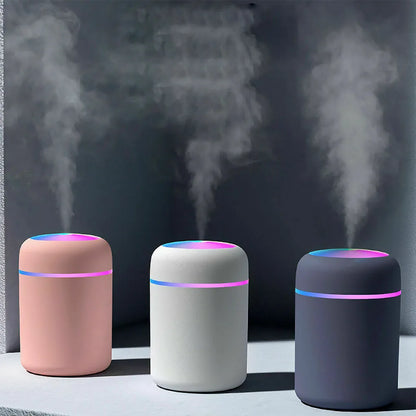 Multi-Function Car-Mounted Ultrasonic Humidifier with RGB Ambient Lighting and 300ml Aromatherapy Diffuser for Compact Spaces