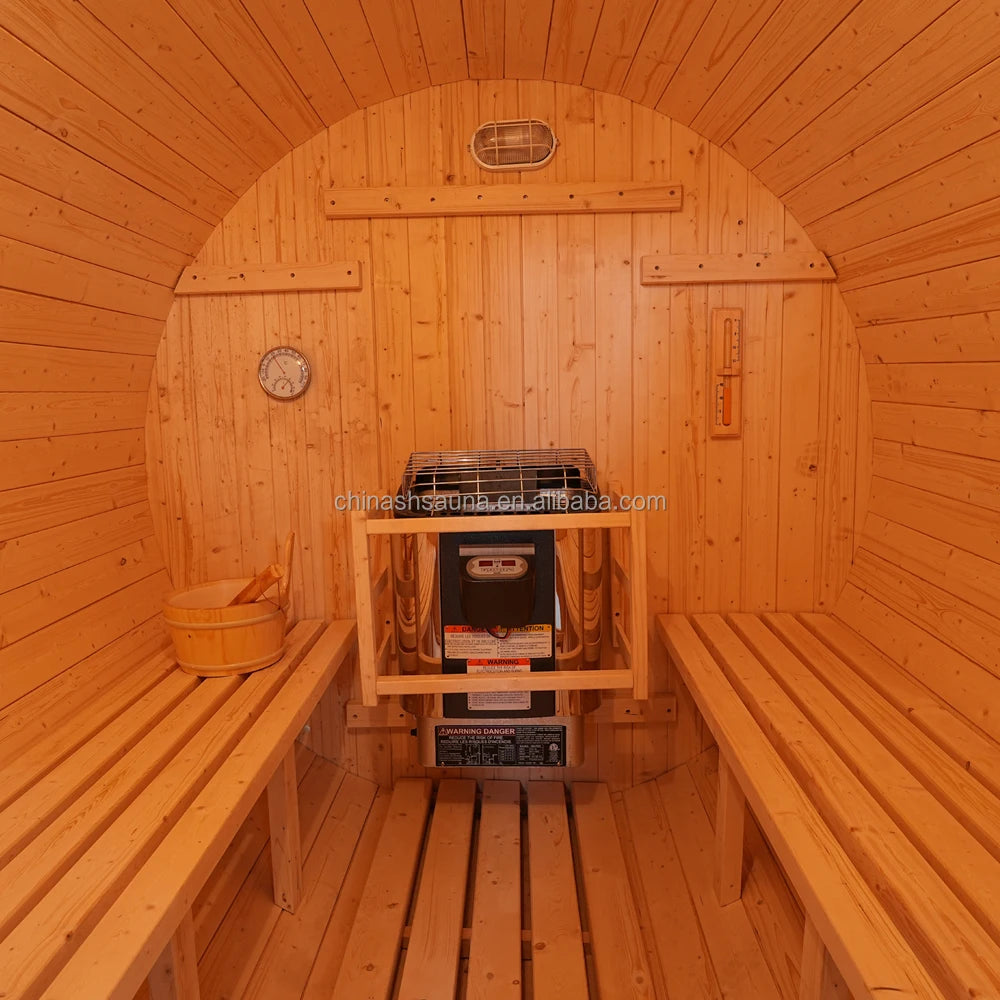 Spacious 4-Person Outdoor Barrel Sauna with Aromatherapy for Home Wellness