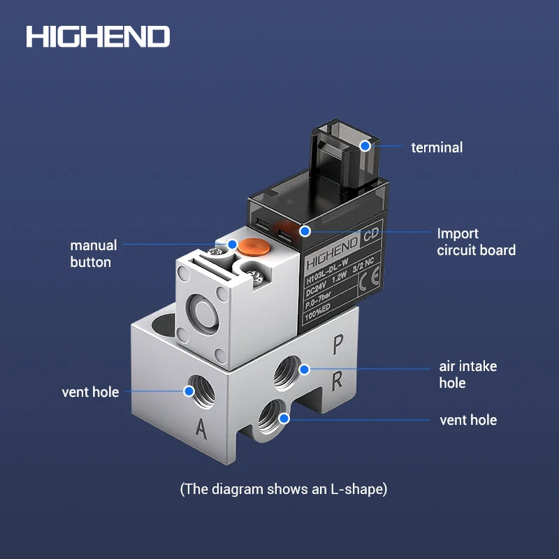 Highend 3/2 Way Direct Acting Mini Solenoid Valve 24v 10mm L/M/G-type Vacuum  Plastic Mini Sock Knitting Solenoid Valve