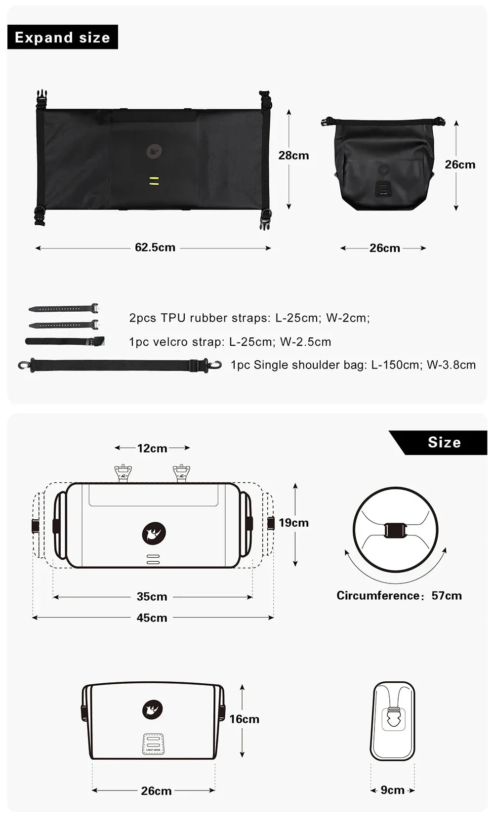 Rhinowalk Bike Handlebar Bag Waterproof Big Capacity 4L-12L  Frame Front Tube Cycling Bag Trunk Pannier Bike Accessories