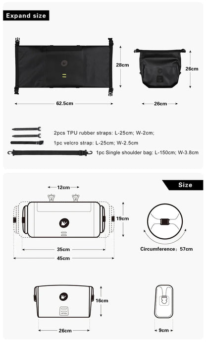Rhinowalk Bike Handlebar Bag Waterproof Big Capacity 4L-12L  Frame Front Tube Cycling Bag Trunk Pannier Bike Accessories