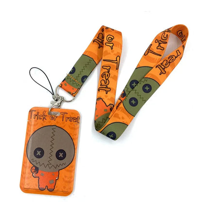 Halloween Trick R Treat Art Cartoon Anime Fashion Lanyards Bus ID Name Work Card Holder Accessories Decorations Kids Gifts