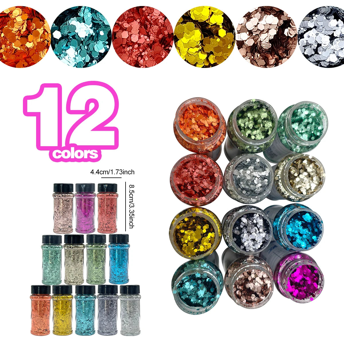 US Warehouses Factory Wholesale Metallic Matte Glitter Powder Hexagon Bulk Holographic Glitter Mixed Chunky Glitter for Crafts