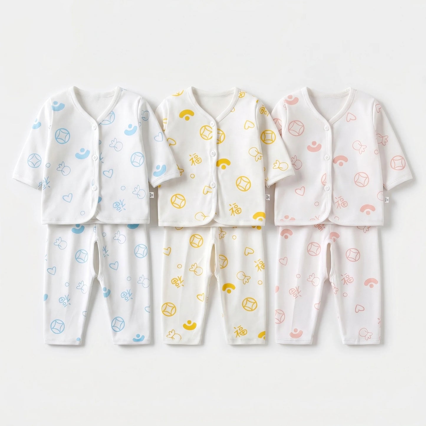 Newborn Children Thickened Warm Cotton Clothes Baby Tie Underwear Monk Suit Spring Fall and Winter Two-Piece Set