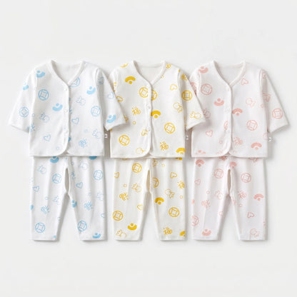 Newborn Children Thickened Warm Cotton Clothes Baby Tie Underwear Monk Suit Spring Fall and Winter Two-Piece Set