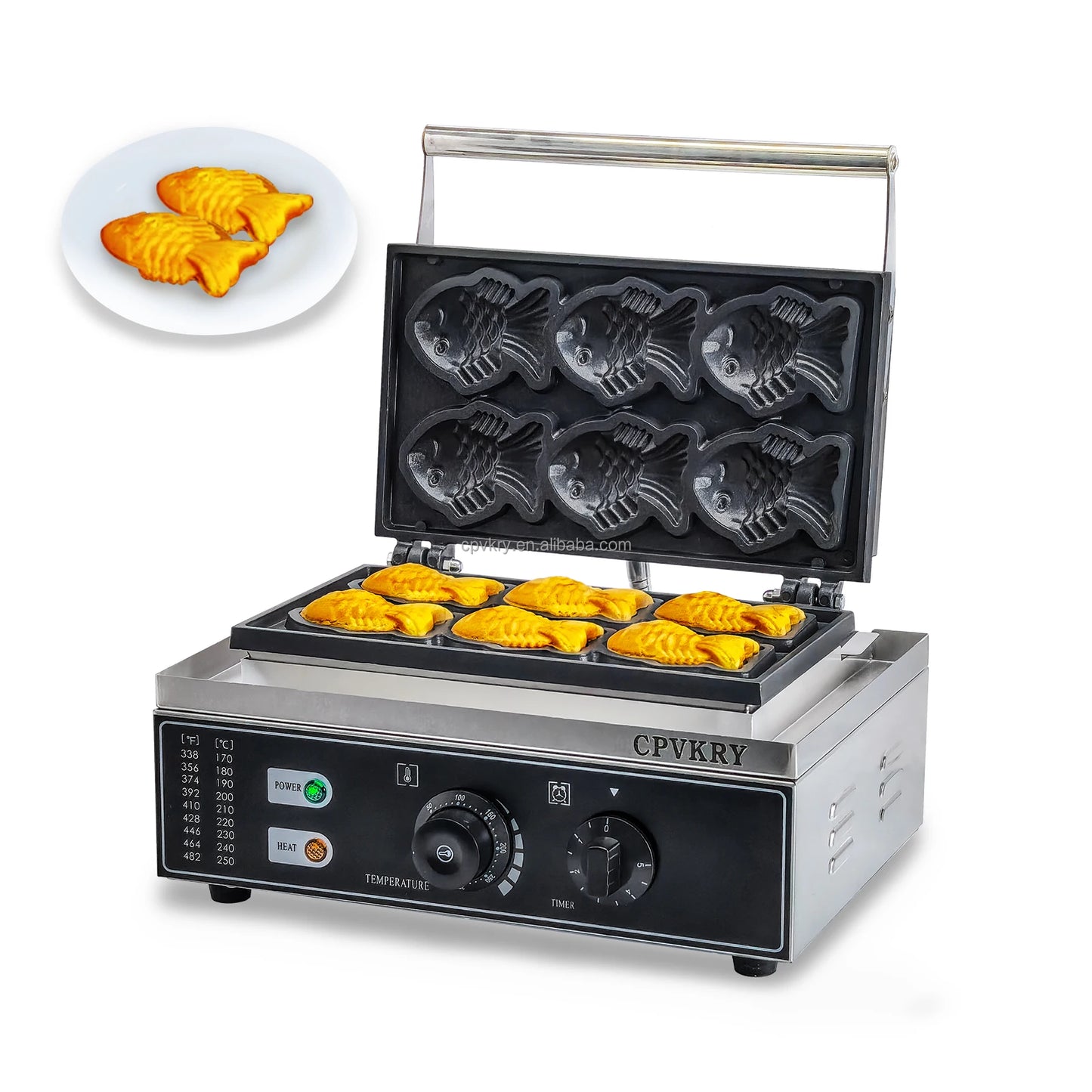 Taiyaki Electric 6 Slices  Fish-Shaped Waffles 1400W Double-Sided Heating Stainless Steel Mini Waffle Machine Snack Machine