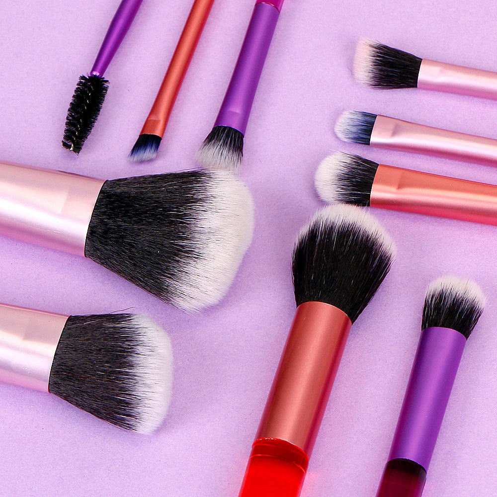 Travel Makeup Brush Set With Premium Synthetic Kabuki Powder Foundation Concealer and Lips Brush Kit for Travel Angled Brush
