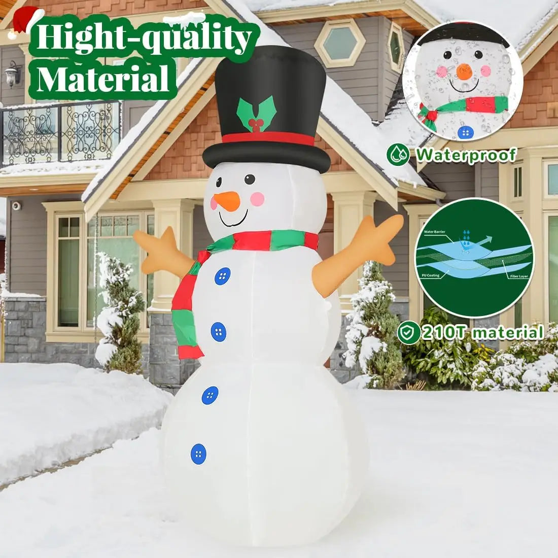 GOOSH 4 FT Christmas Inflatables Snowman Outdoor Decorations LED Lights Built-In Xmas Yard & Indoor Garden Lawn Décor for Party