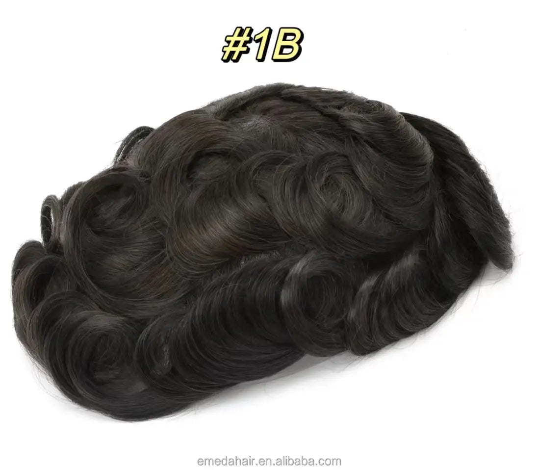 Wholesale Bleached Knot Swiss Full Lace Hair Replacement System Men's Toupee Indian Remy Human Hair Piece for Men Toupees