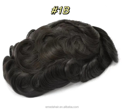Wholesale Bleached Knot Swiss Full Lace Hair Replacement System Men's Toupee Indian Remy Human Hair Piece for Men Toupees