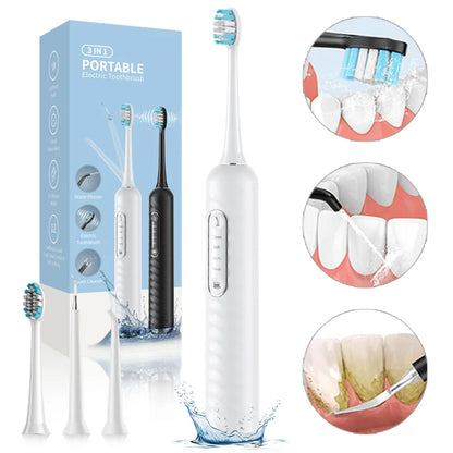 3-in-1 Sonic Electric Toothbrush Water Flosser 38K VPM 4 Cleaning Modes Teeth Whitening Gum Care IPX7 Medium Tartar Removal