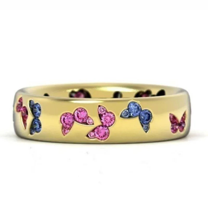 Butterfly Gemstone Rings For Women Lab Created Cubic Zirconia Pave Setting Fashion Jewelry Gift Ring H111