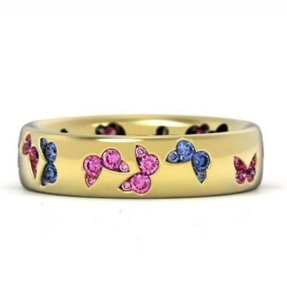 Butterfly Gemstone Rings For Women Lab Created Cubic Zirconia Pave Setting Fashion Jewelry Gift Ring H111