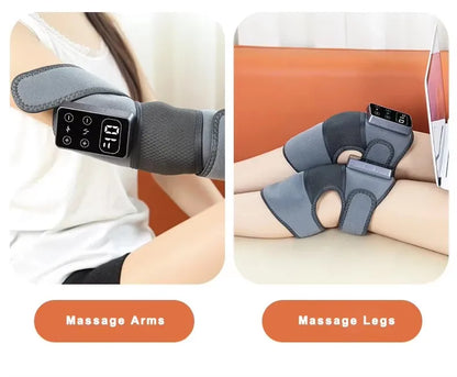 3-in-1 Smart Relief Electronic Pulse Heating & Vibrating Knee Massager Hard Shell Design for Blood Circulation & Protection
