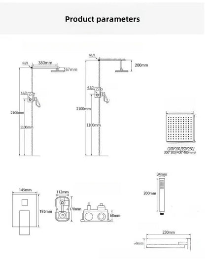 Europe Type Modern Wall Mounted Chrome Rainfall Concealed Bathroom Shower Set Hot Sale Brass Concealed Shower Set