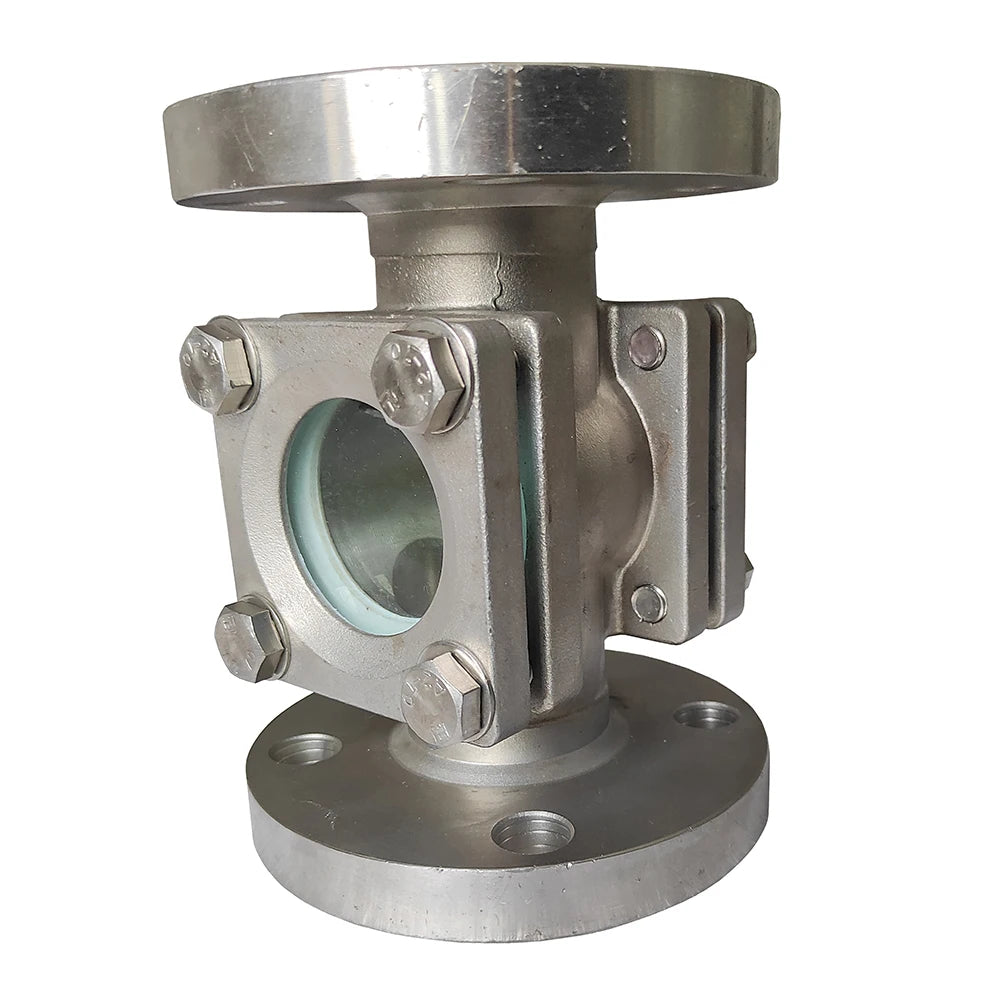 High-Temperature Manual Flow Valve Sight Glass Indicator Double Window Sight Glass with SS Flange for Hot Media
