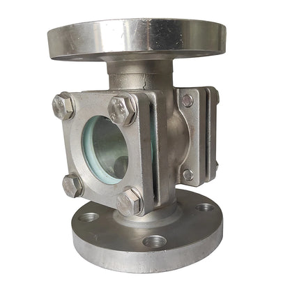 High-Temperature Manual Flow Valve Sight Glass Indicator Double Window Sight Glass with SS Flange for Hot Media