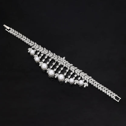 Hotsale  Bridal Jewelry Sets New Fashion Dubai  White Pearl Necklace Sets for Women Wedding Party Accessories